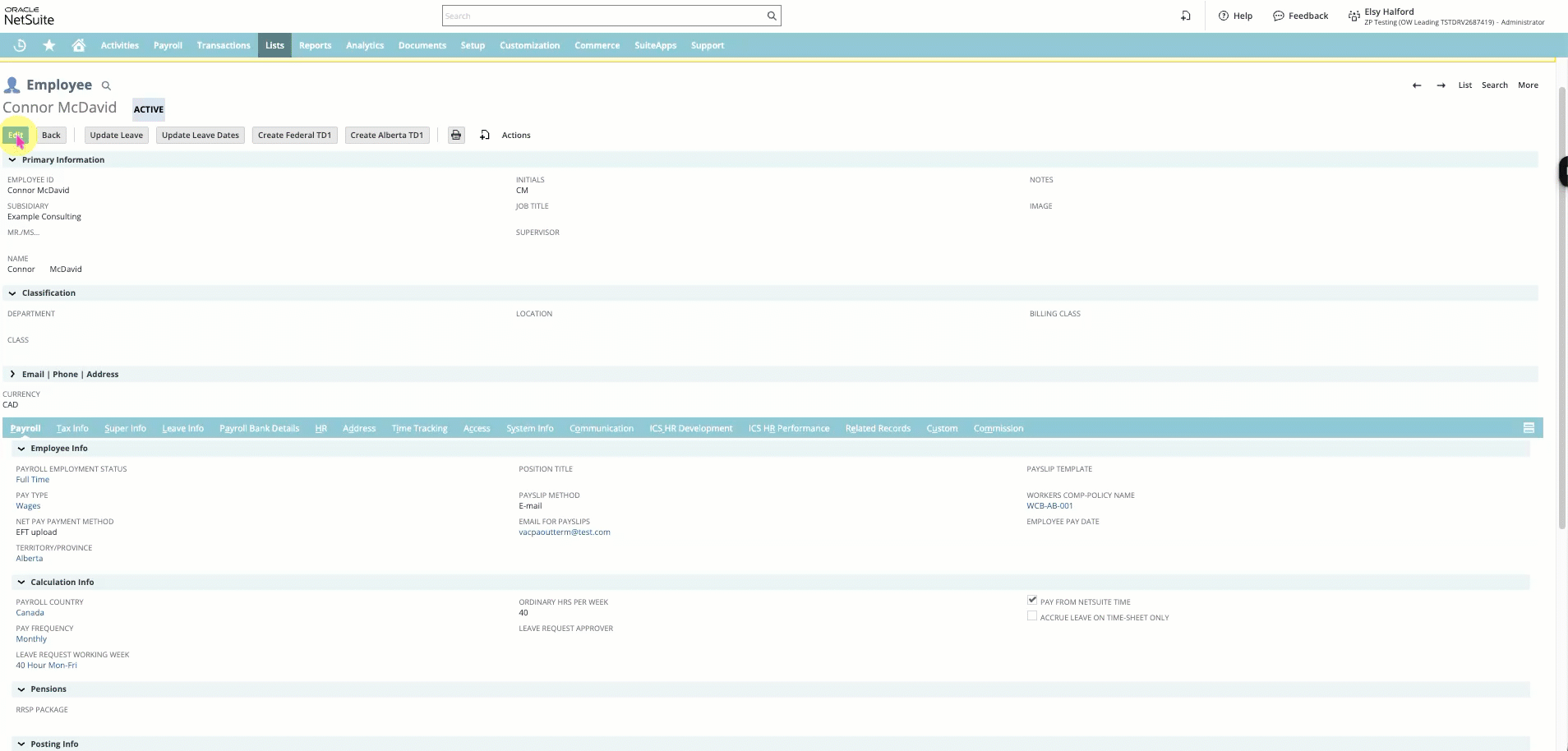 Assigning the Vacation per pay policy and Vacation Pay Type.gif
